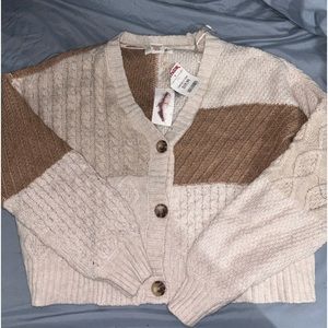 Color block button up sweater